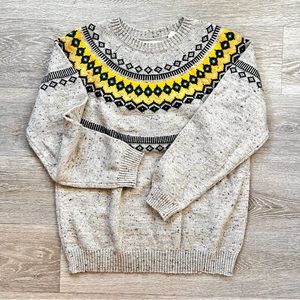 Weatherproof Vintage Fairisle Brown & Yellow Knit Sweater, XL